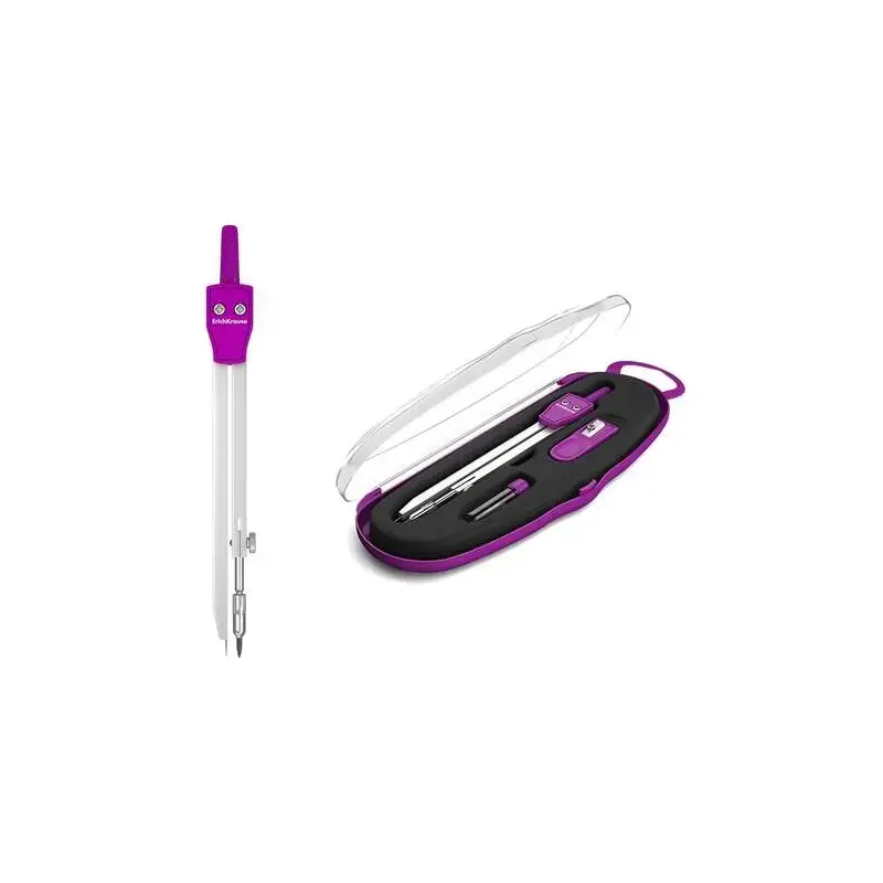 Erichkrause Compases Metalicos Conjunto de Instrumentos School 135mm - Radio Maximo 21 cm - Incluye Afilador y Mina de Recambio