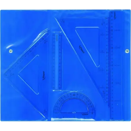 Maped Pack de Instrumentos de Dibujo - Regla de 30cm, Regla de 15cm, Escuadra, Cartabon y Transportador - Estuche con Cierre en