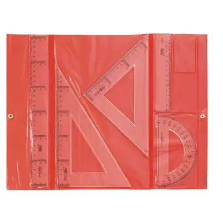 Safta Pack de 5 Reglas de Dibujo - Estuche de Plastico con Broche - Colores Aleatorios Rojo y Azul | Ahorro Imprimiendo