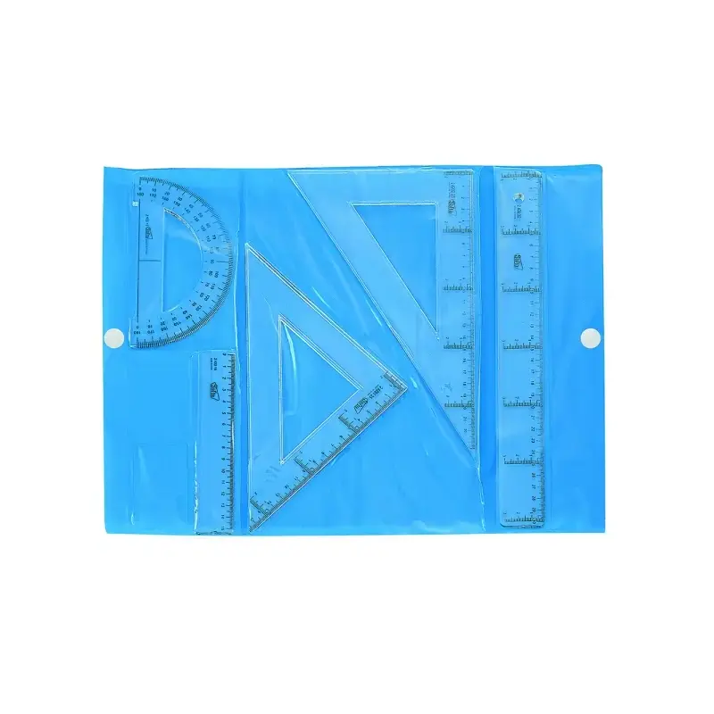 Safta Pack de 5 Reglas de Dibujo - Estuche de Plastico con Broche - Colores Aleatorios Rojo y Azul | Ahorro Imprimiendo