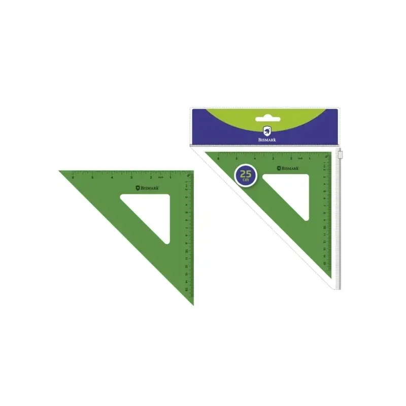 Bismark Escuadra Acrilica 25cm - Alta Calidad - Funda con Cierre - Color Verde | Ahorro Imprimiendo