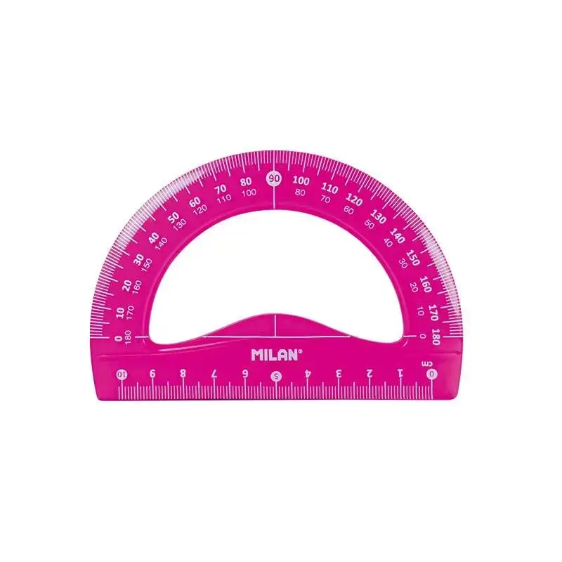 Milan Pack de 4 Reglas Flexibles y Resistentes - Regla, Escuadra, Cartabon y Transportador - Color Rosa | Ahorro Imprimiendo