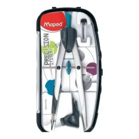 Maped Precision System Compas con Bigotera Gigante - Incluye Adaptador y Estuche de Minas | Ahorro Imprimiendo