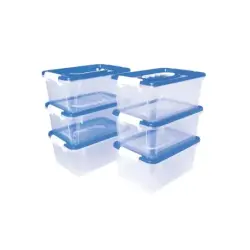 Jovi Pack de 6 Baules para Almacenaje Escolar 280x190x130mm - Ideal para Material Escolar y Juguetes - Facil de Apilar - Cuerpo