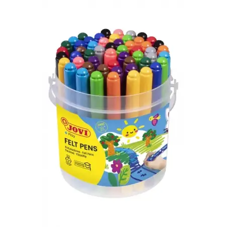 Jovi Felt Pens Bote de 48 Rotuladores Jumbo - Punta de 3mm - Tinta de Gran Fijacion - Capuchon de Seguridad Ventilado - Colores