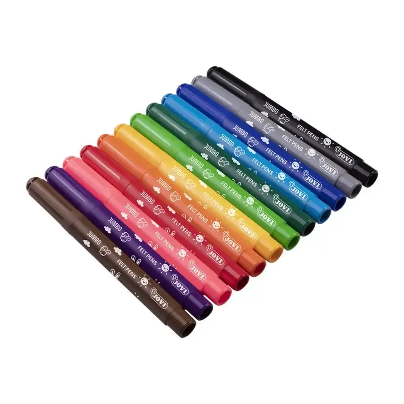 Jovi Felt Pens Bote de 48 Rotuladores Jumbo - Punta de 3mm - Tinta de Gran Fijacion - Capuchon de Seguridad Ventilado - Colores