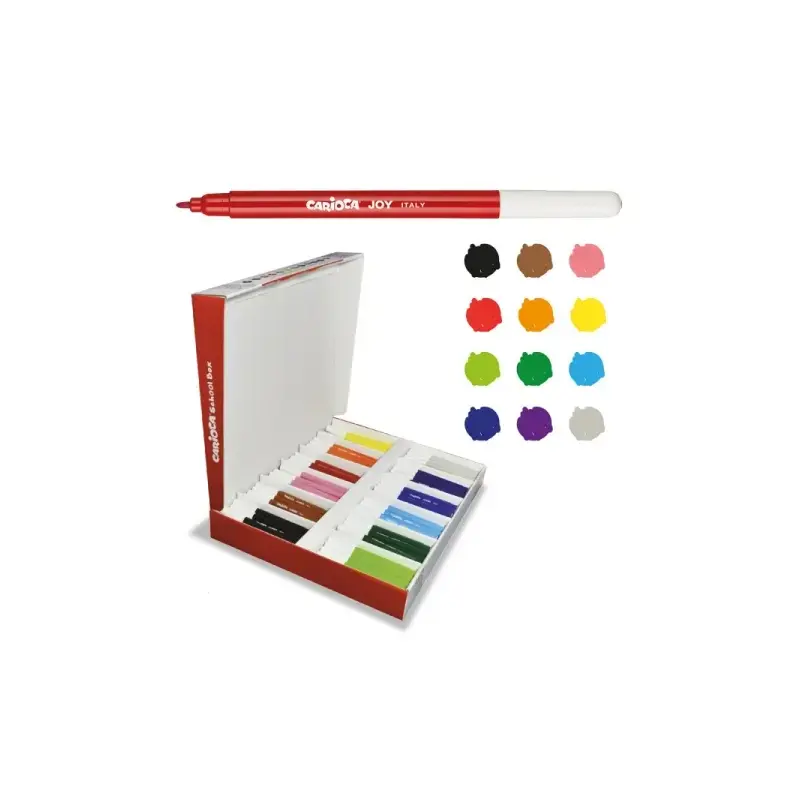 Carioca Joy School Box Pack de 288 Rotuladores - Punta 2.8mm - Tinta Superlavable - Bloqueada y con Tapa Ventilada - Ideal para