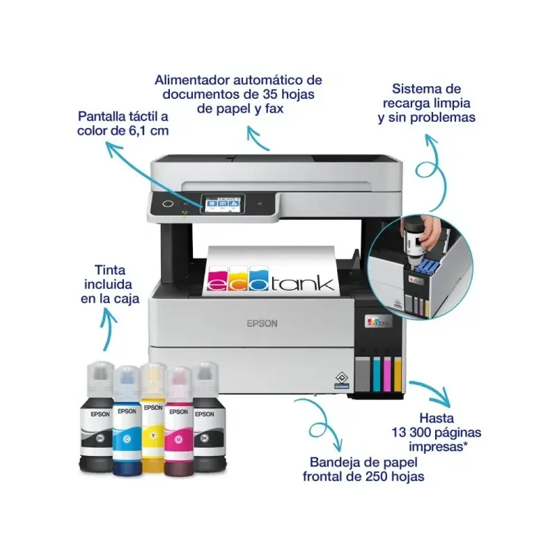 Epson EcoTank ET5185 A4 Impresora Multifuncion Color Fax Duplex WiFi 37ppm - ADF de 35 hojas