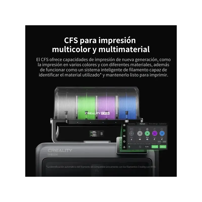 Creality K2 Pro Combo Impresora 3D Cerrada + Unidad CFS - Volumen 30x30x30cm - Impresion de Alta Velocidad de 600mm/s - Doble Ca