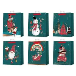 Bismark Bolsa de Papel Navidad - Impresion Foil - 6 Diseños Diferentes