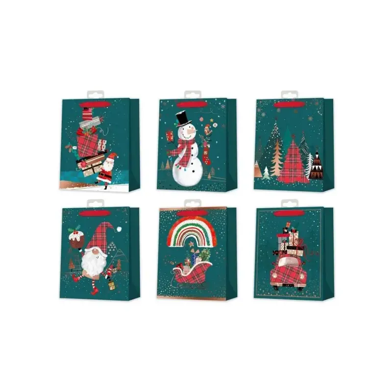 Bismark Bolsa de Papel Navidad - Impresion Foil - 6 Diseños Diferentes