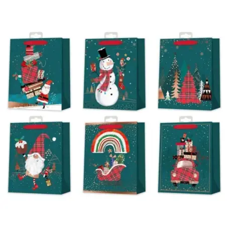 Bismark Bolsa de Papel Navidad - Impresion Foil - 6 Diseños Diferentes