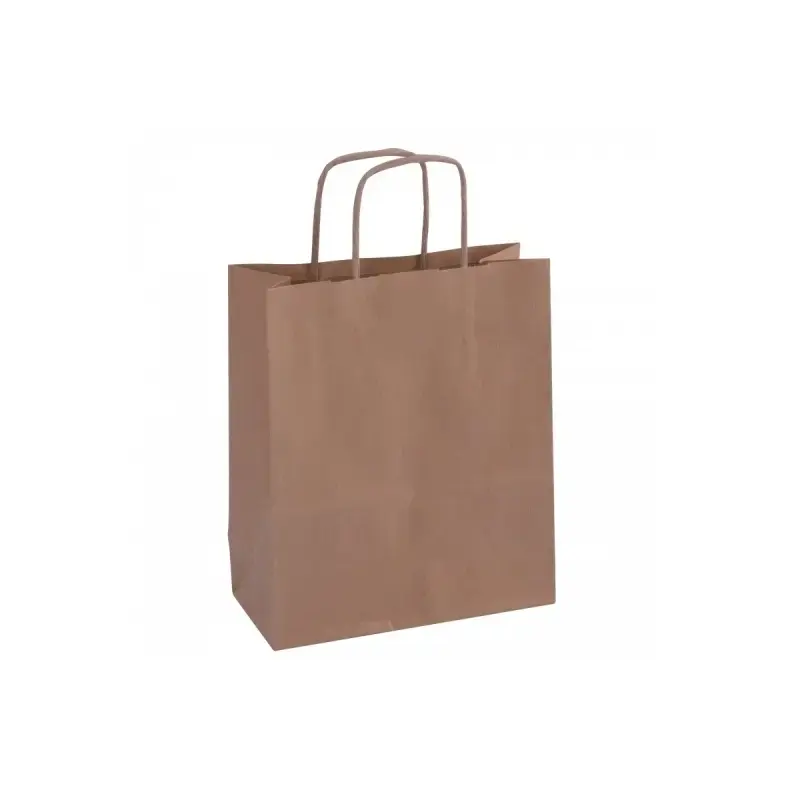 Apli Pack de 50 Bolsas Kraft - Alta Resistencia - Asas Rizadas - Reutilizables y Reciclables - Color Marron