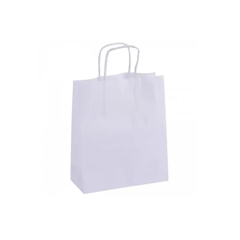 Apli Pack de 50 Bolsas Kraft - Alta Resistencia - Asas rizadas - Reutilizables y reciclables - Color Blanco